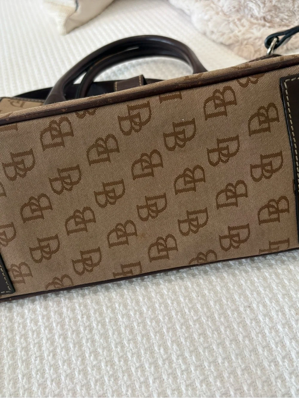 Dooney & Bourke Vintage Dark Brown Monogram Satchel Handbag